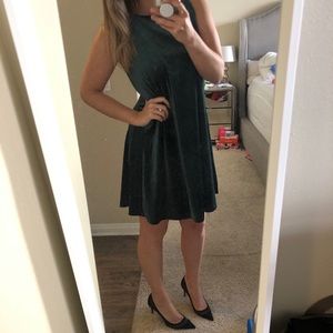 Green velvet cocktail dress